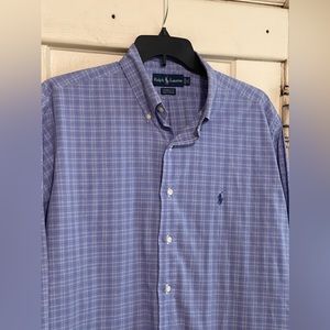 Ralph Lauren  YARMOUTH Blue Plaid Dress men’s Shirt Size 17 (34/35)